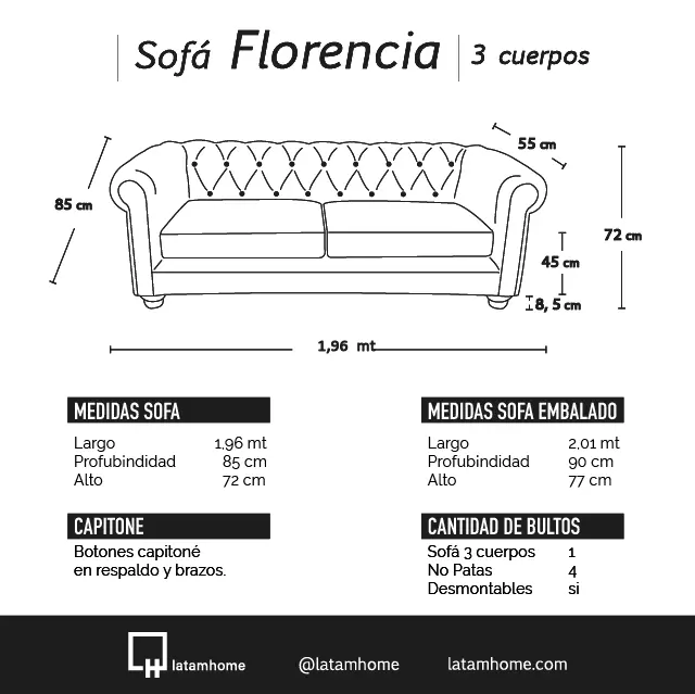 Sofa Florencia 3 Cuerpos Cuero Colorado Beige-4
