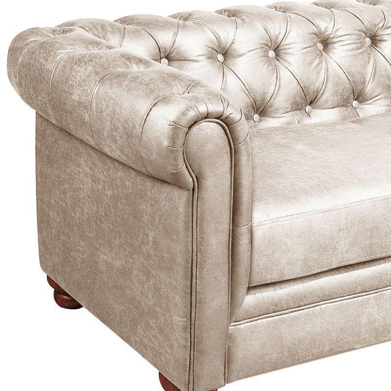 Sofá Florencia 3 Cuerpos Capitoné Cuero Colorado Beige-5