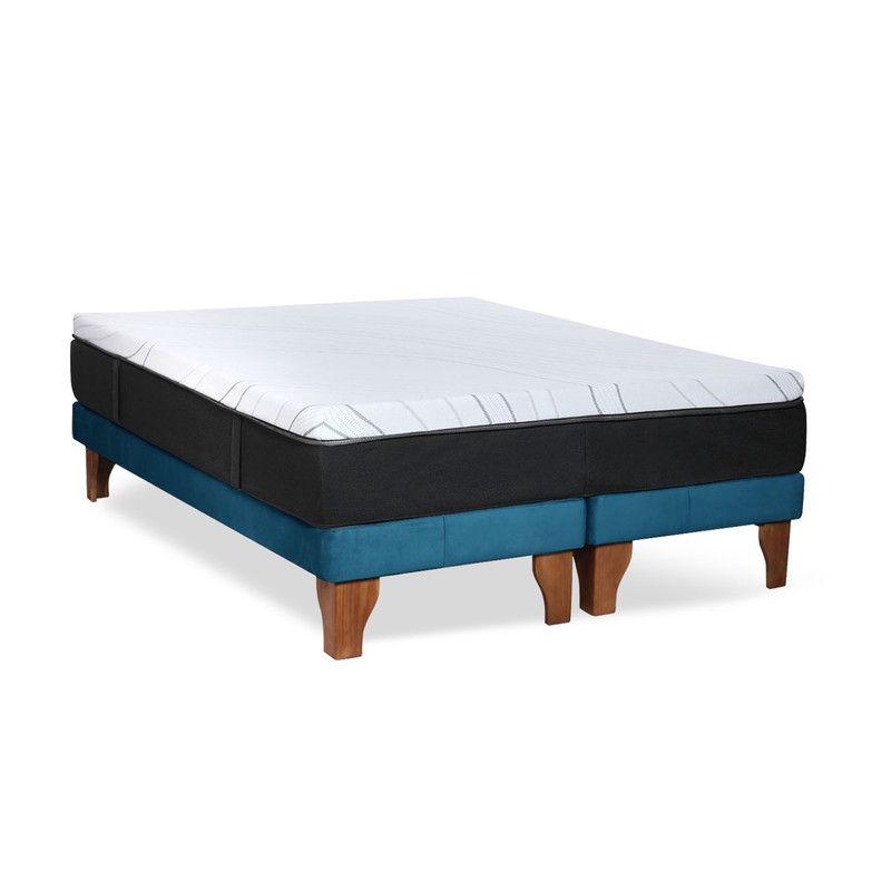 CAMA ZEN TOP SPRING  SOFT TELA AZUL PETROLEO SUPER KING-2