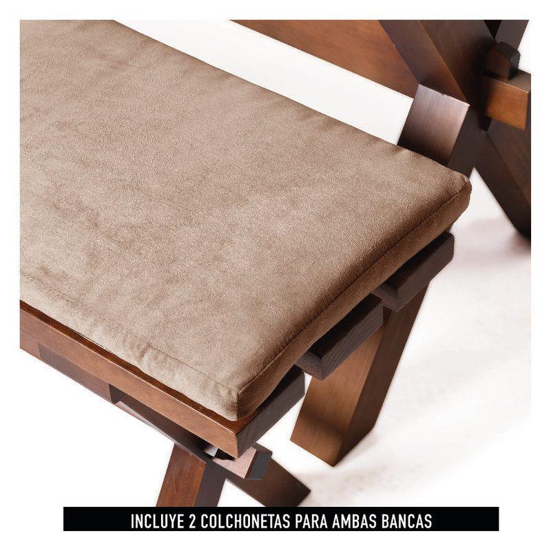 Juego De Comedor Sevilla 2 Sillas Murcia + 2 Bancas Tela Velvet Beige-5