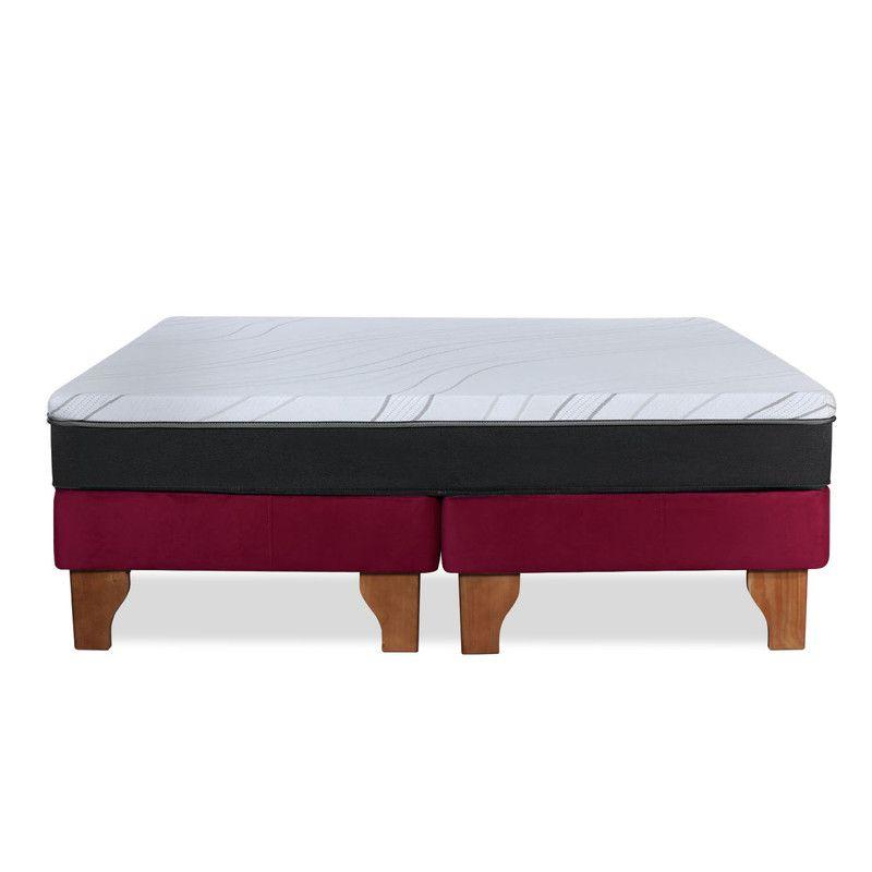 Cama Europea 2 Plazas Zen Pro 150x200 Cm Tela Burdeo-2