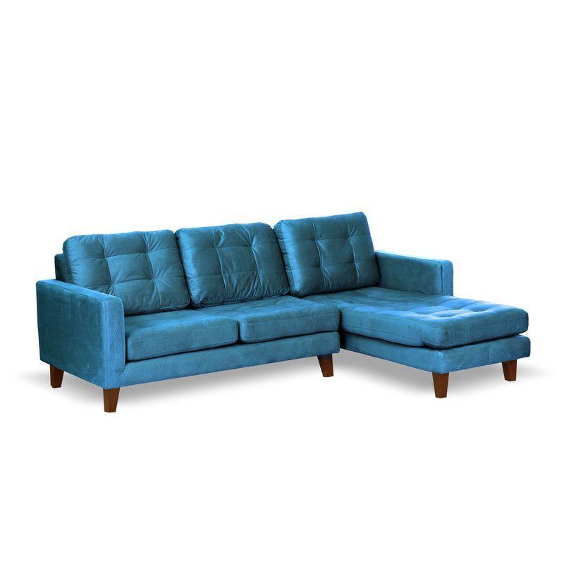 Sofa Chaiselong Der Napoles Tela Velvet  Azul Petroleo-2