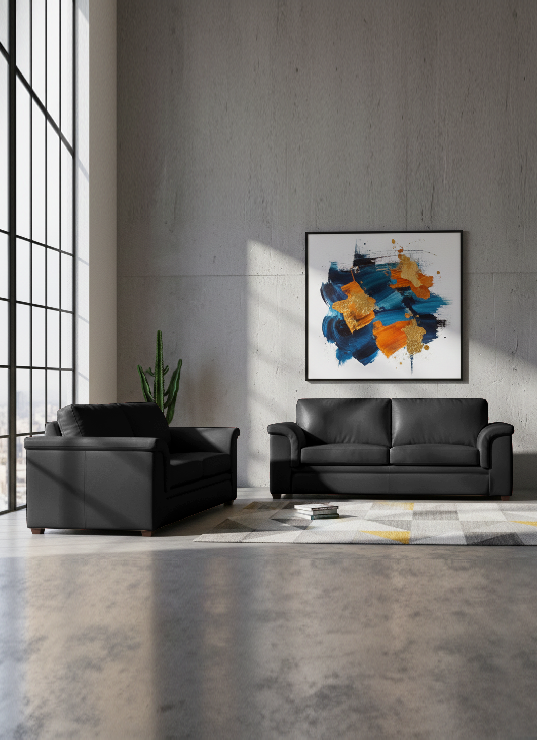 LIVING ANCONA 3-2 PU GRANO NEGRO-0