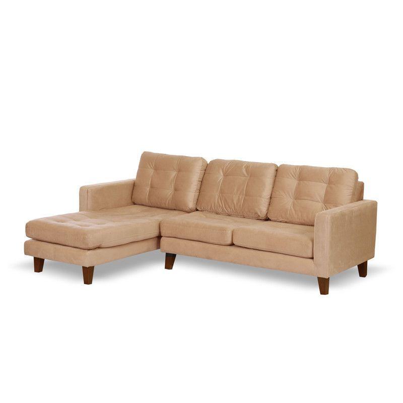 Sofa Chaiselong Izq Napoles Tela  Velvet  Beige-2