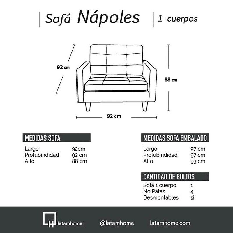 Sofa Napoles 1C Tela  Velvet  Azul Petroleo-2