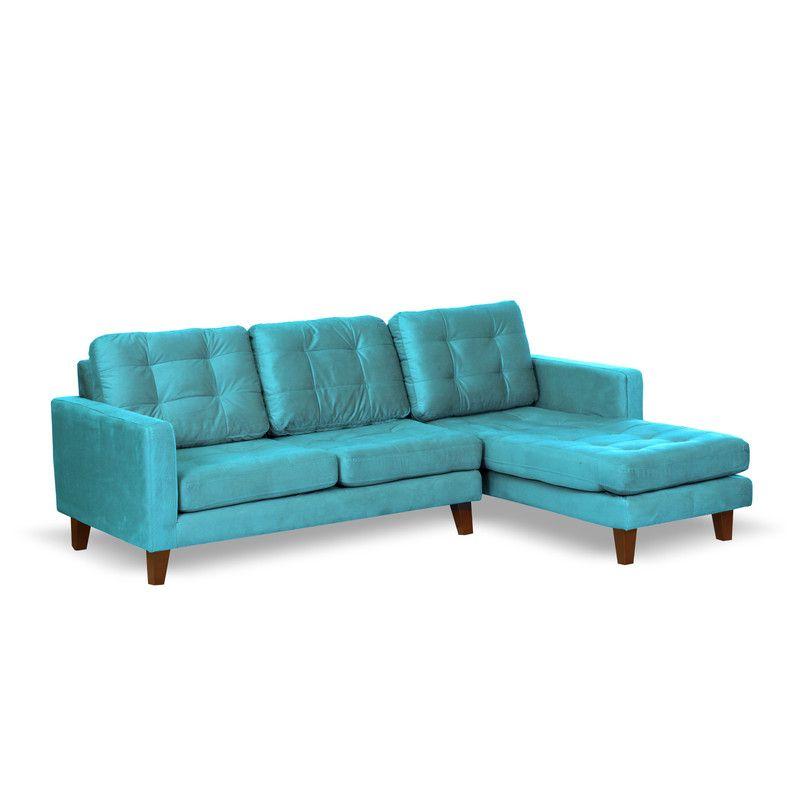 Sofa Chaiselong Der Napoles Tela Velvet  Turquesa-2