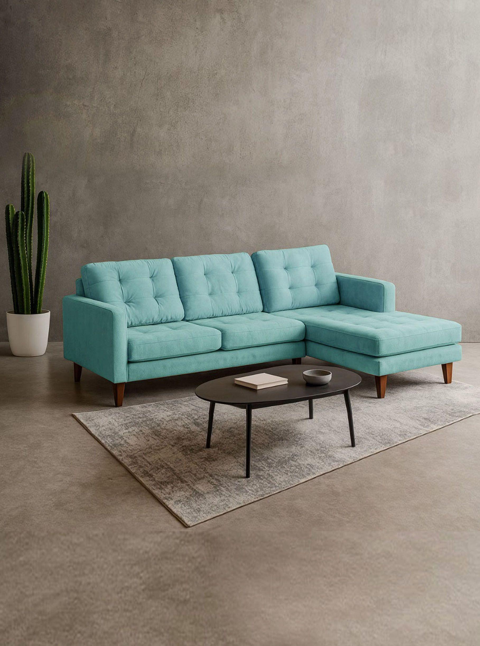 Sofa Chaiselong Der Napoles Tela Velvet  Turquesa-0