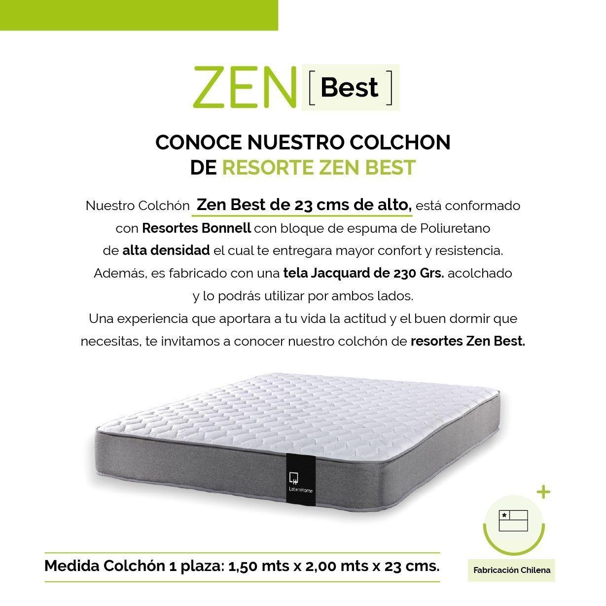 Cama Europea 2 Plazas Base Dividida Zen Best Con Topper Faja Y Respaldo Tela-3