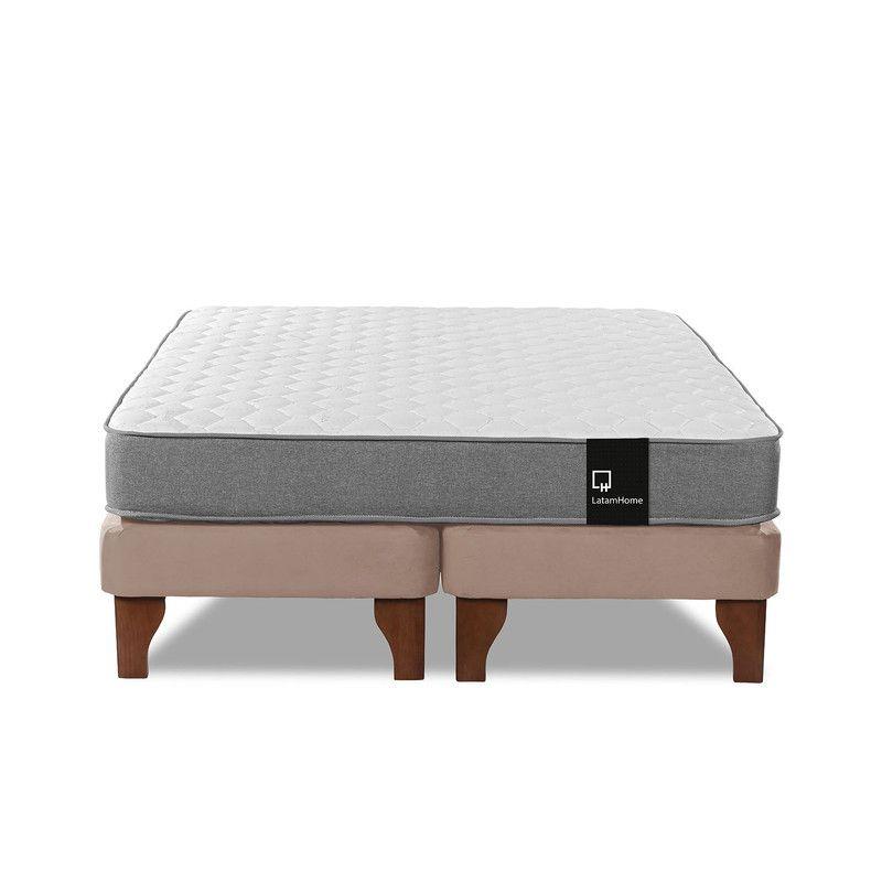 Cama Europea Zen Best Tela Velvet Beige 2 Plazas-4