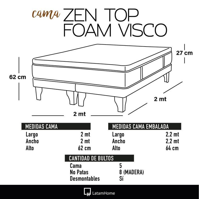 Cama Zen Top Foam Visco Lino Blanco Super King-2