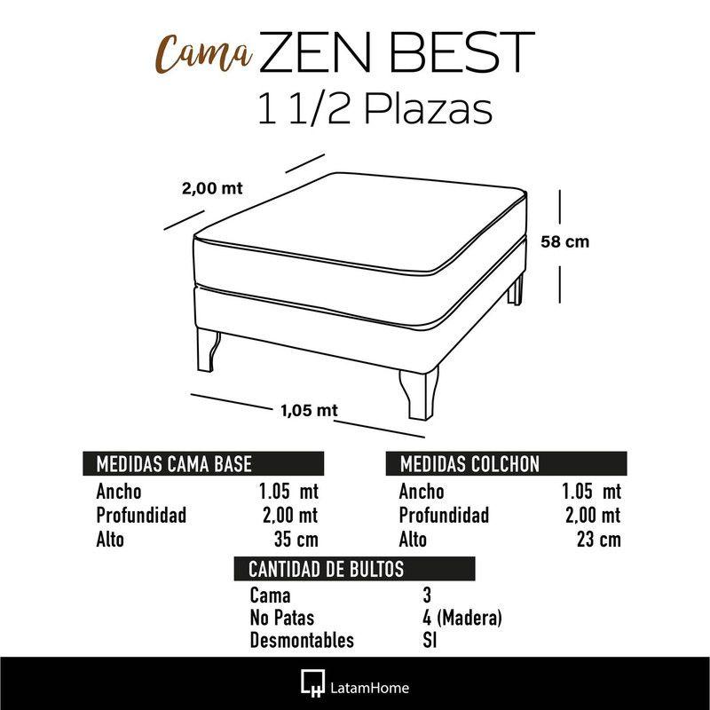 Cama Europea Zen Best 1.5 Plaza Tela Velvet Verde-2
