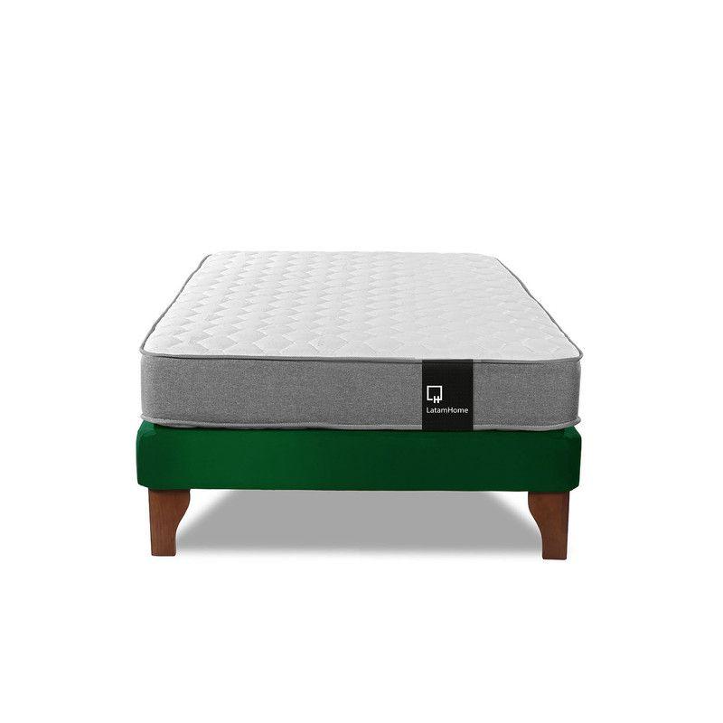 Cama Europea Zen Best 1.5 Plaza Tela Velvet Verde-3