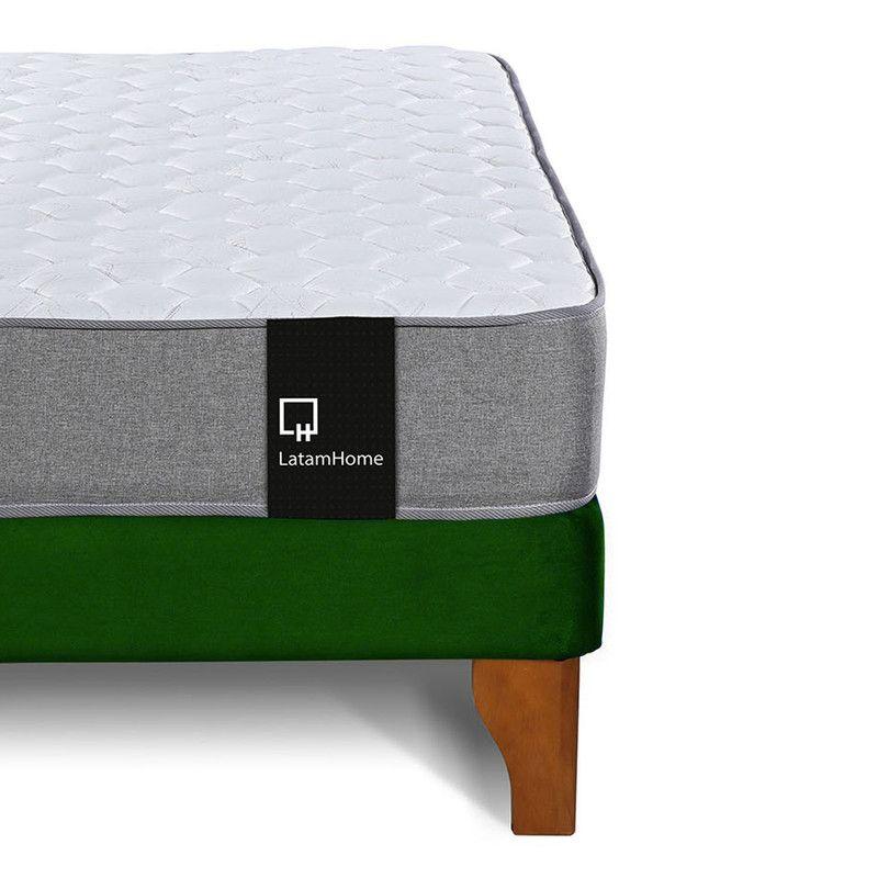 Cama Europea Zen Best 1.5 Plaza Tela Velvet Verde-5