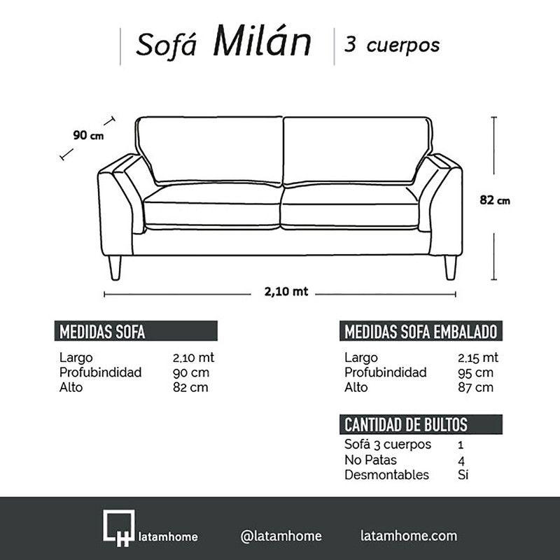 Sofa Milan 3C Con Resortes Pocket Cuero Kentucky Gris-2