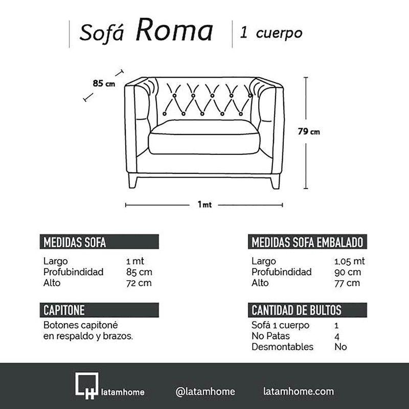 Sofa Roma 1 Cuerpo Capitoné Cuero Colorado Negro-2