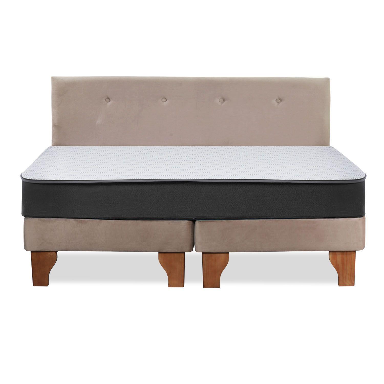 Cama Europea Zen Roller 2 Plazas Colchon Comprimido Espuma Tela Beige-6