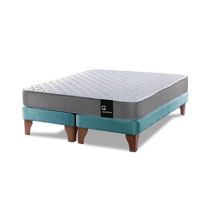 Cama Europea Zen Best Tela Velvet Turquesa 2 Plazas-1