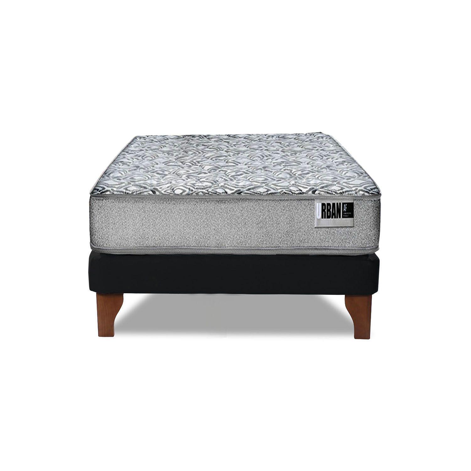 Cama Europea Cannon Zen Urban 1.5 Plaza Tela Negro-4