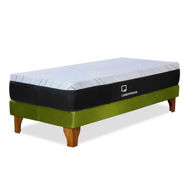 CAMA ZEN TOP FOAM HYBRID TELA PISTACHO 1 1/2PZA-0