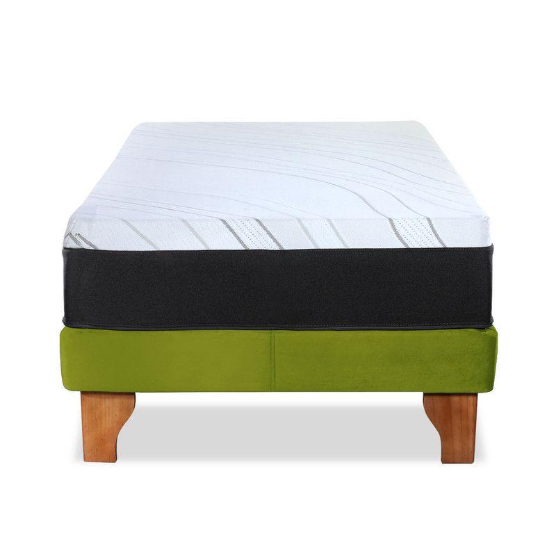 CAMA ZEN TOP FOAM HYBRID TELA PISTACHO 1 1/2PZA-1