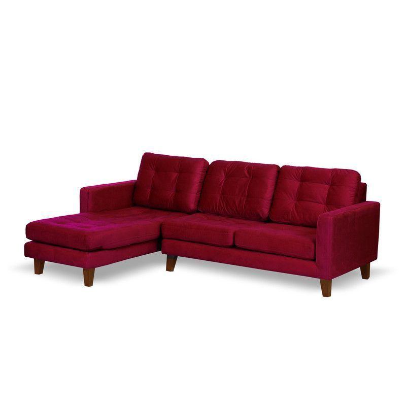 Sofa Chaiselong Izq Napoles Tela  Velvet  Burdeo-2