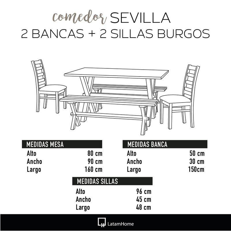 Juego De Comedor Sevilla 2 Sillas Burgos + 2 Bancas Tela Velvet Verde-2