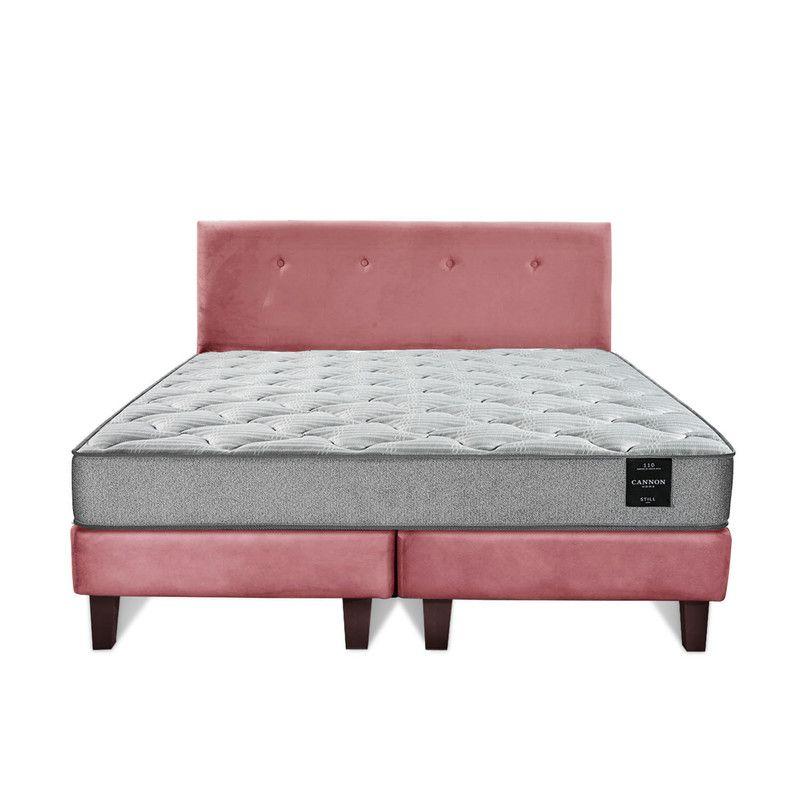 Combo Cama Cannon 2 Plazas Textil + Respaldo Tela Rosa-8