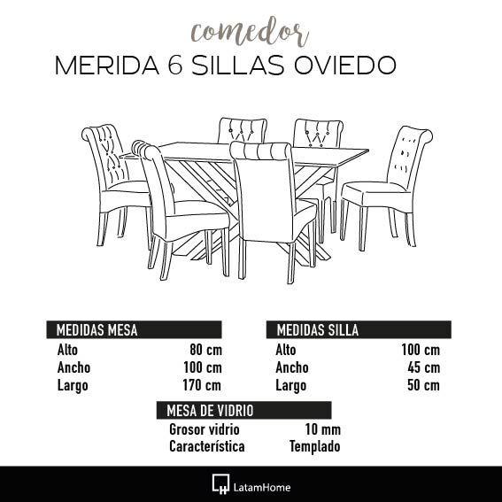 Juego De Comedor Merida 6 Sillas Oviedo Tela Velvet Beige-4