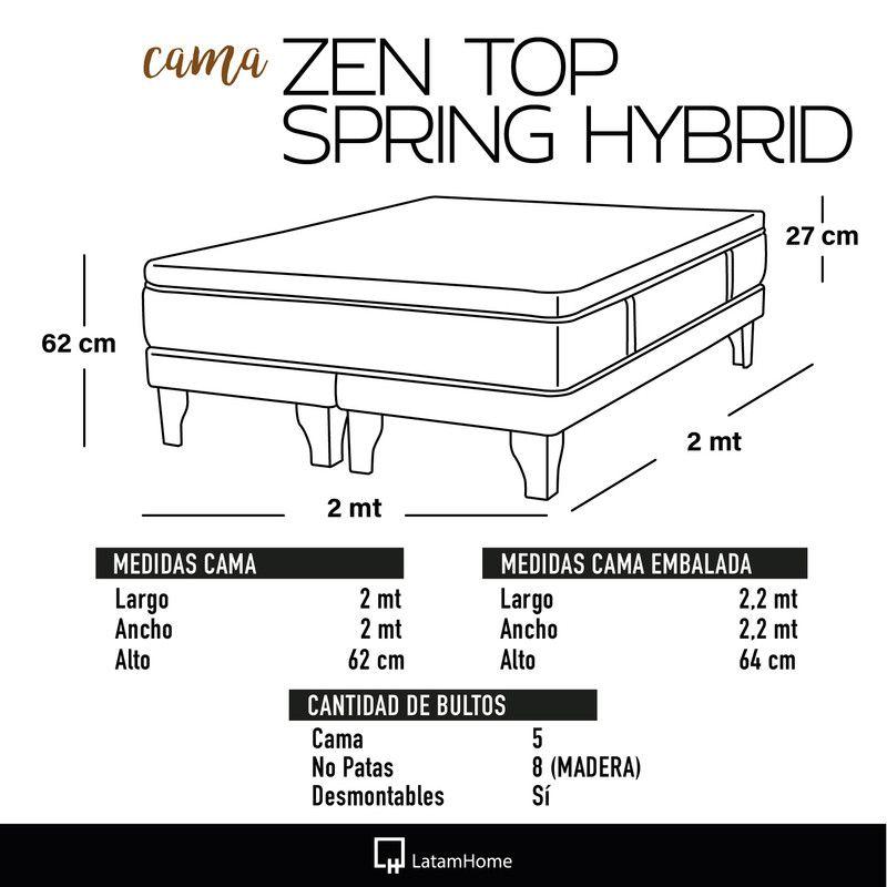 CAMA ZEN TOP SPRING  HYBRID TELA NEGRO SUPER KING-3