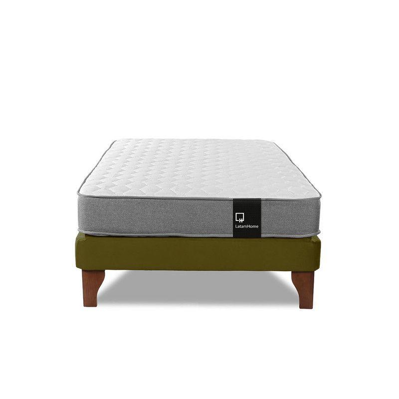 Cama Europea Zen Best 1.5 Plaza Tela Velvet Pistacho-3