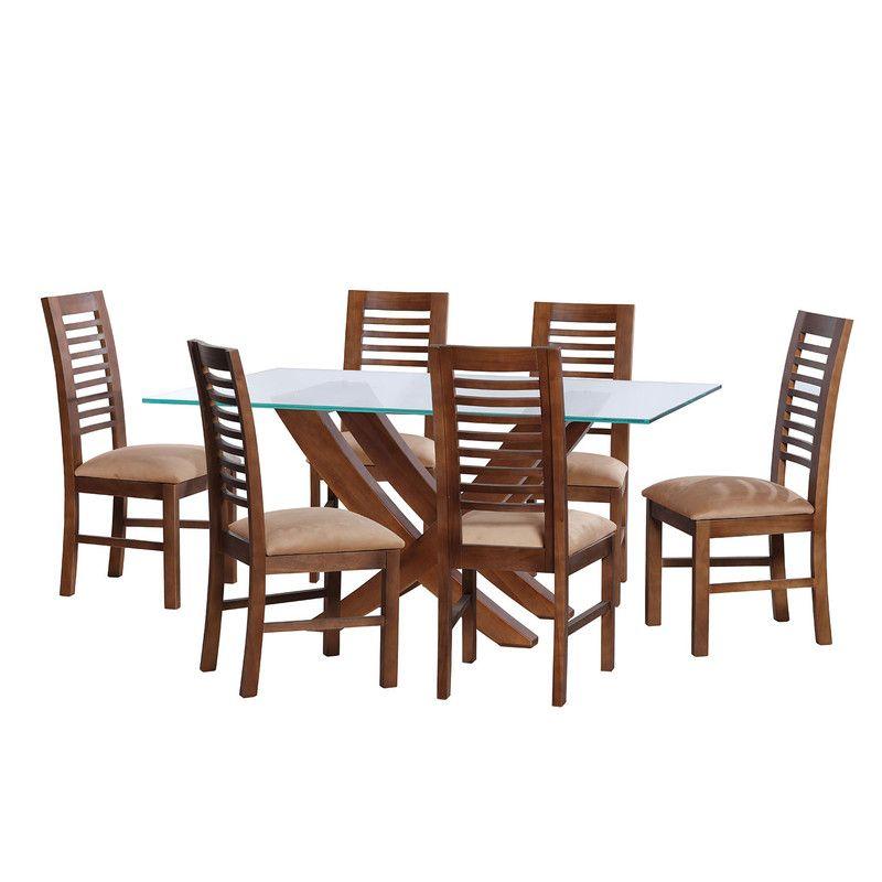 Juego De Comedor Alicante 6 Sillas Salamanca Tela Velvet Beige-0