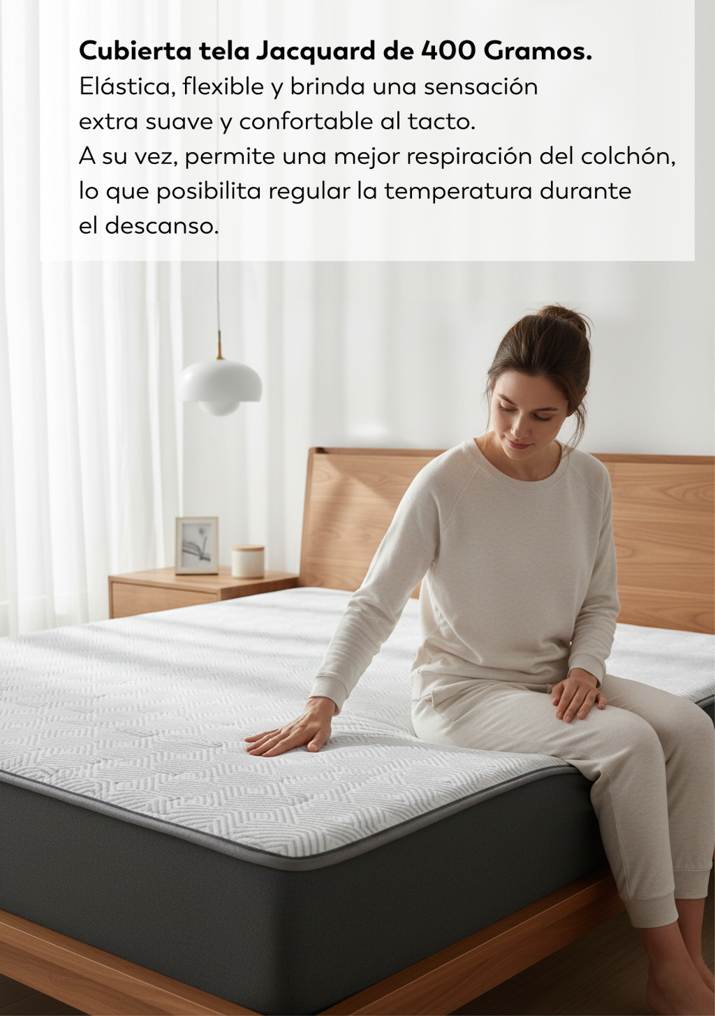 Cama Europea Zen Roller Colchon Comprimido 2 Plazas Tela Azul-3