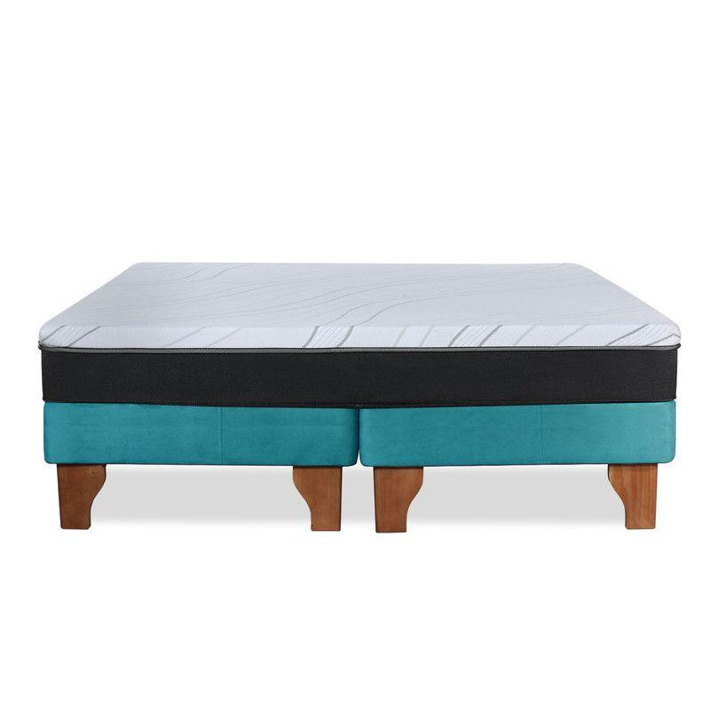Cama Europea 2 Plazas Zen Pro 150x200 Cm Tela Turquesa-2