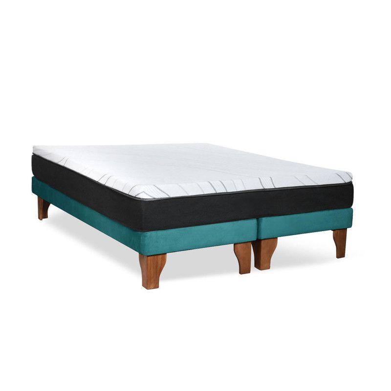 Cama Europea 2 Plazas Zen Pro 150x200 Cm Tela Turquesa-3