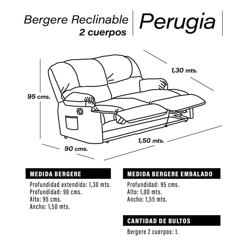 Bergere Perugia Reclinable 2 Cuerpos Tela Velvet-5