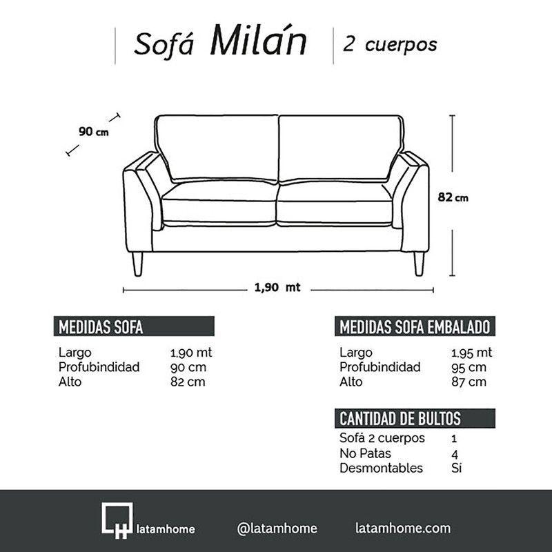 Sofá Milan 2C Tela Velvet Con Asiento de Resortes Pocket-5