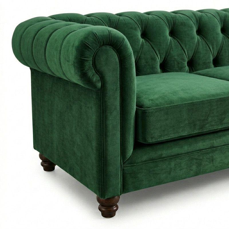 SOFA FLORENCIA 3C TELA VELVET VERDE-4
