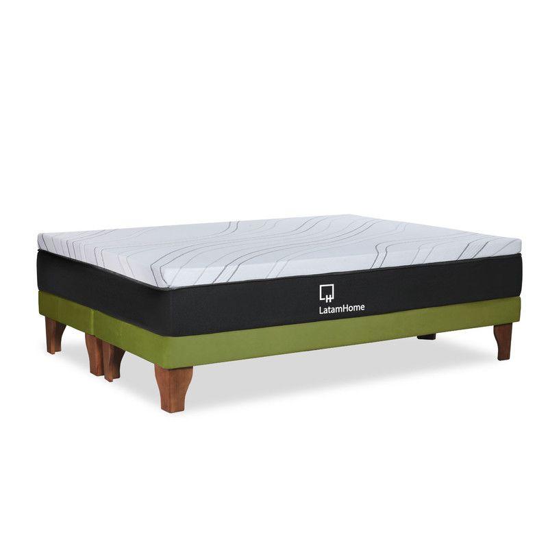 CAMA ZEN TOP SPRING  VISCO TELA PISTACHO 2PZA-0