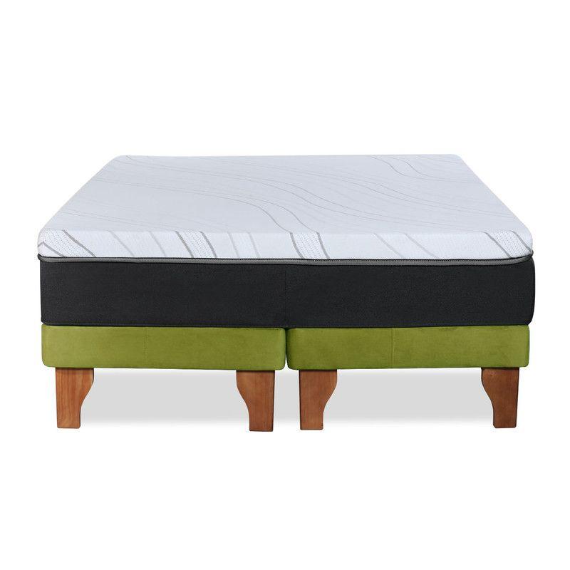 CAMA ZEN TOP SPRING  VISCO TELA PISTACHO 2PZA-1