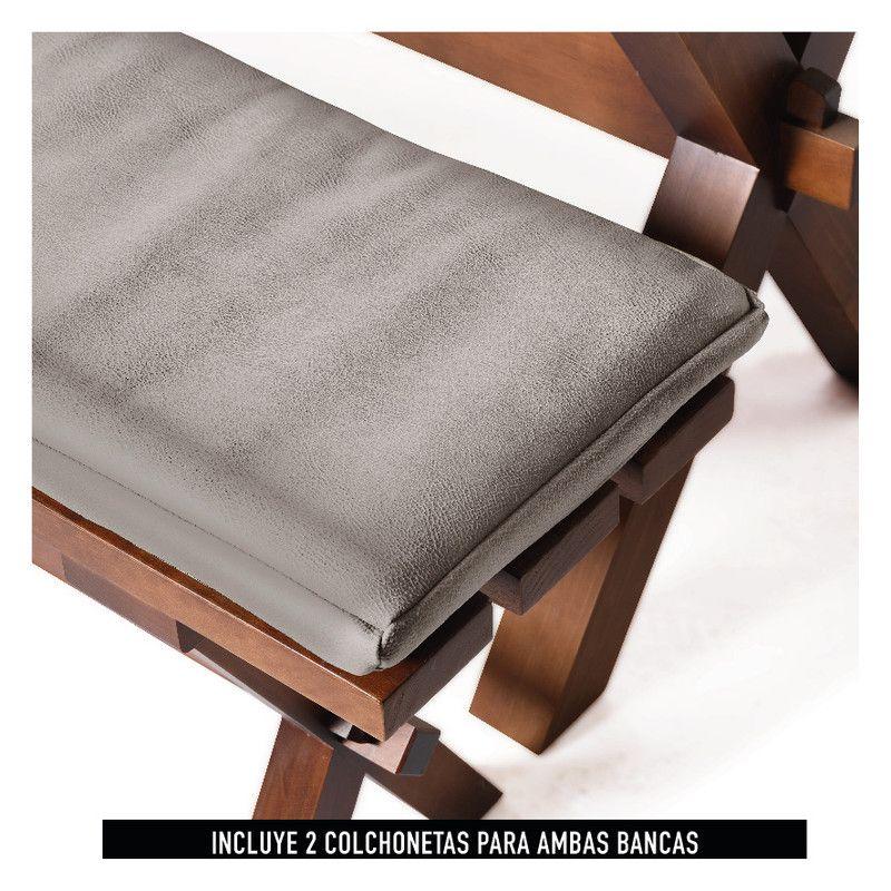 Juego De Comedor Sevilla 2 Sillas Granada + 2 Bancas Cuero Kentucky Gris-5