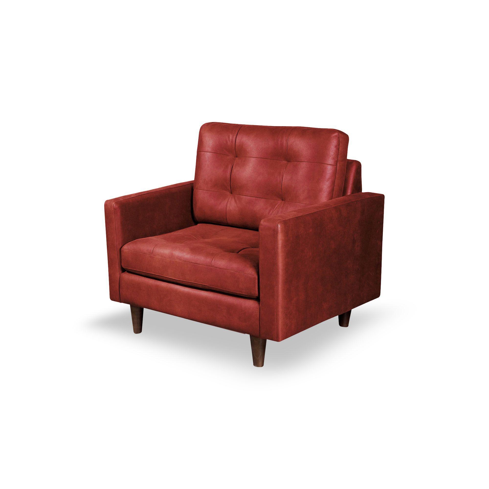 Sofa Napoles 1 Cuerpo Cuero Kentucky Rojo-2