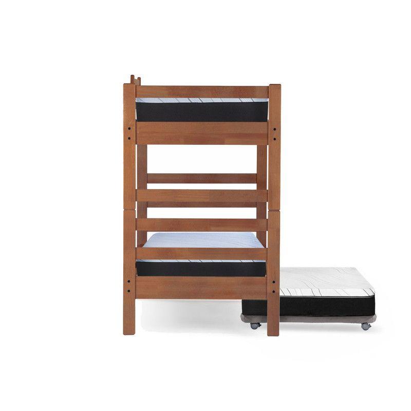Camarote Triple Zen Gris + Colchones Top Spring Visco 1 Pza Desmontable Madera-2