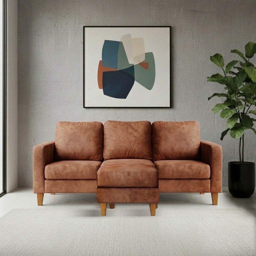 Seccional Intercambiable Venecia 3 Cuerpos Cuero Tabaco-2