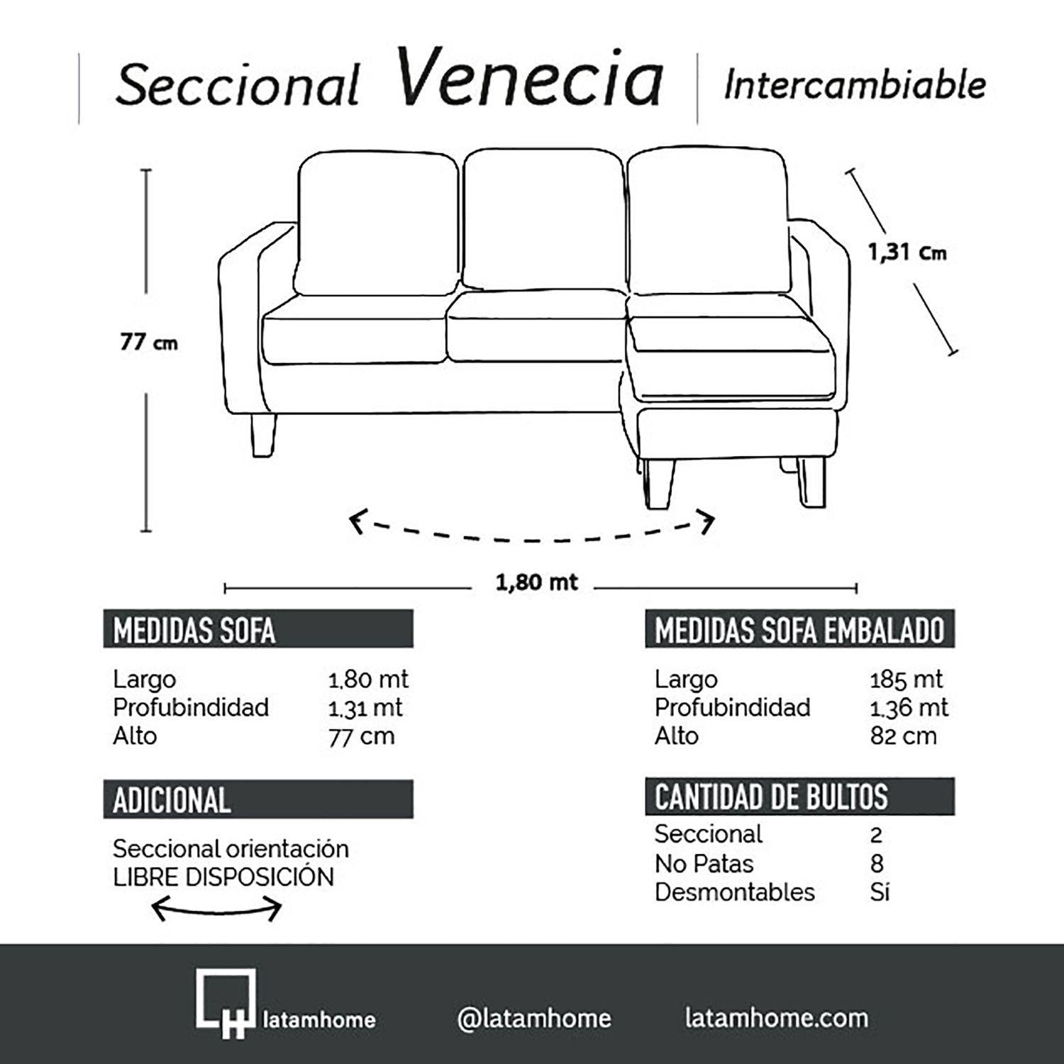 Seccional Intercambiable Venecia 3 Cuerpos Cuero Tabaco-4