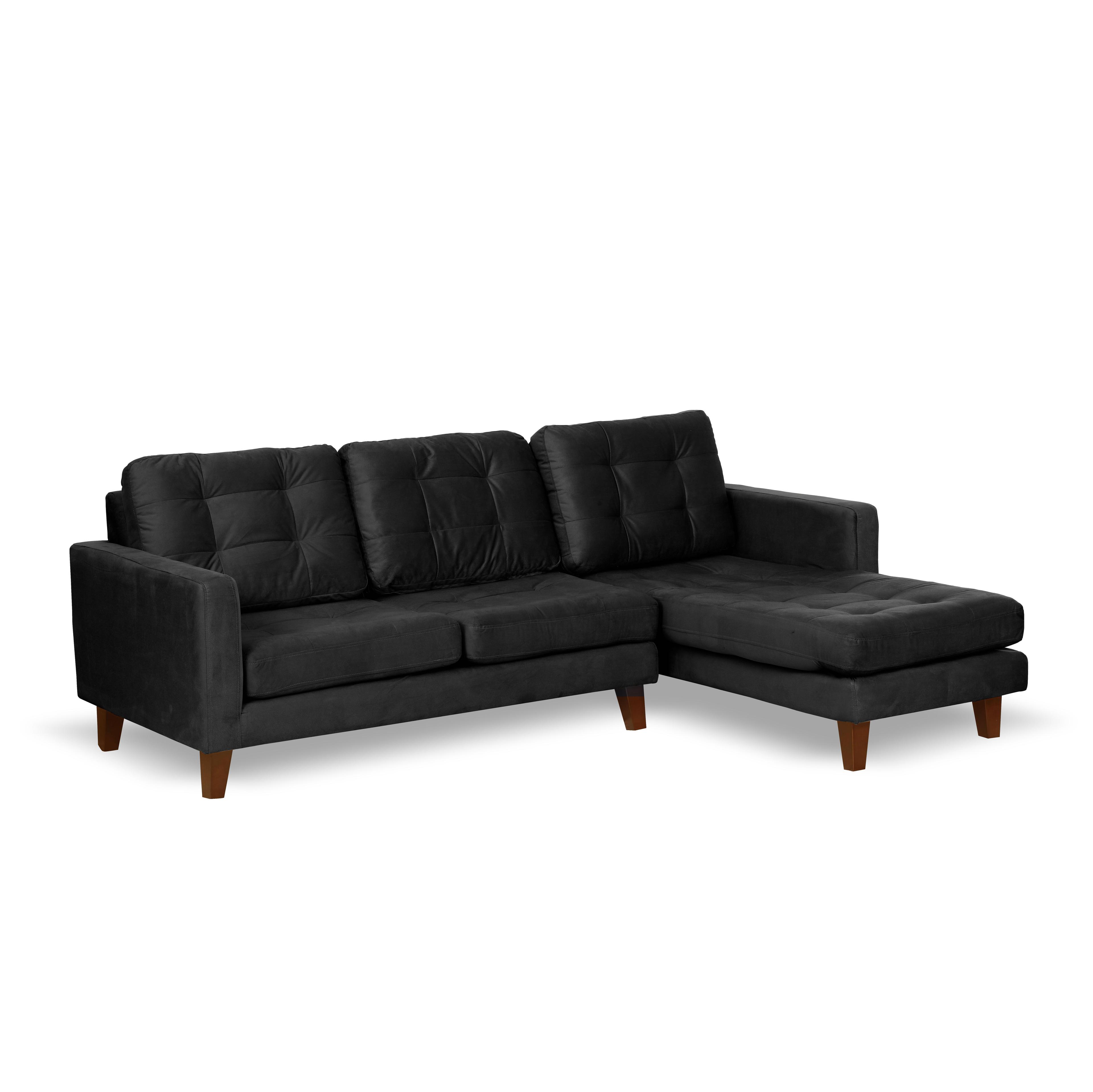 Sofa Seccional Derecho Napoles Tela Velvet Negro-2