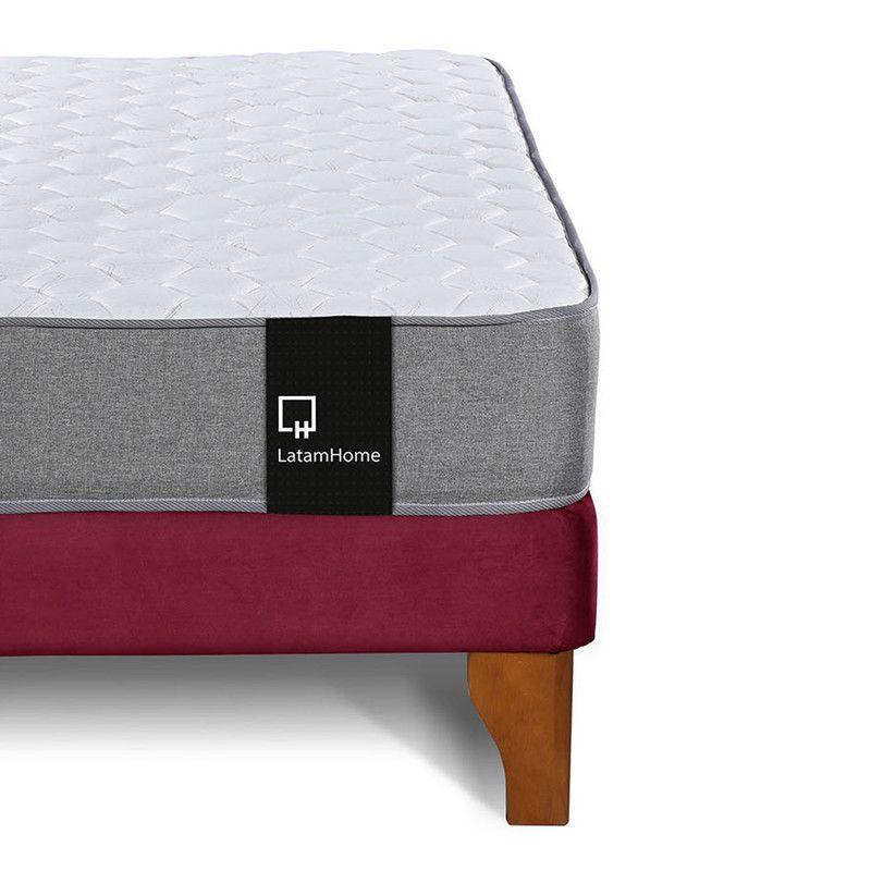 Cama Europea Zen Best Full 135x190 cm Tela Velvet Burdeo-2