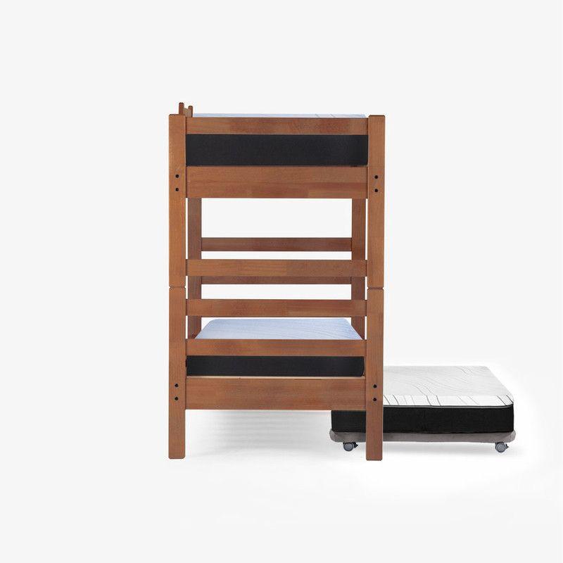 Camarote Triple Zen Gris + Colchones Espuma 1 Pza Desmontable Madera-2