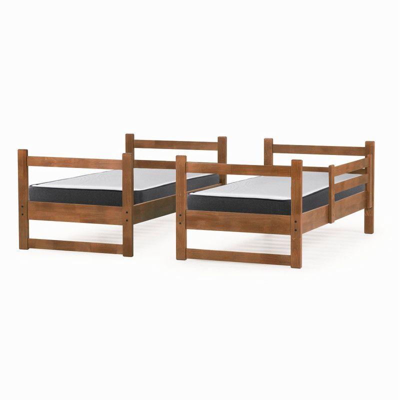 Camarote Triple Zen Gris + Colchones Espuma 1 Pza Desmontable Madera-6