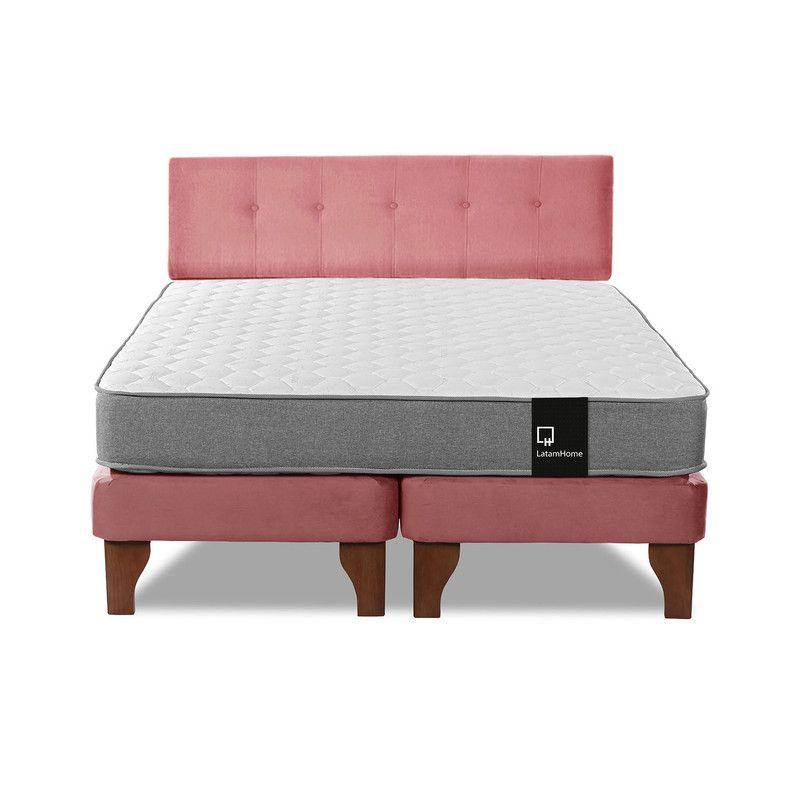 Cama Europea Zen Best Tela Velvet Palo Rosa 2 Plazas + Respaldo-4