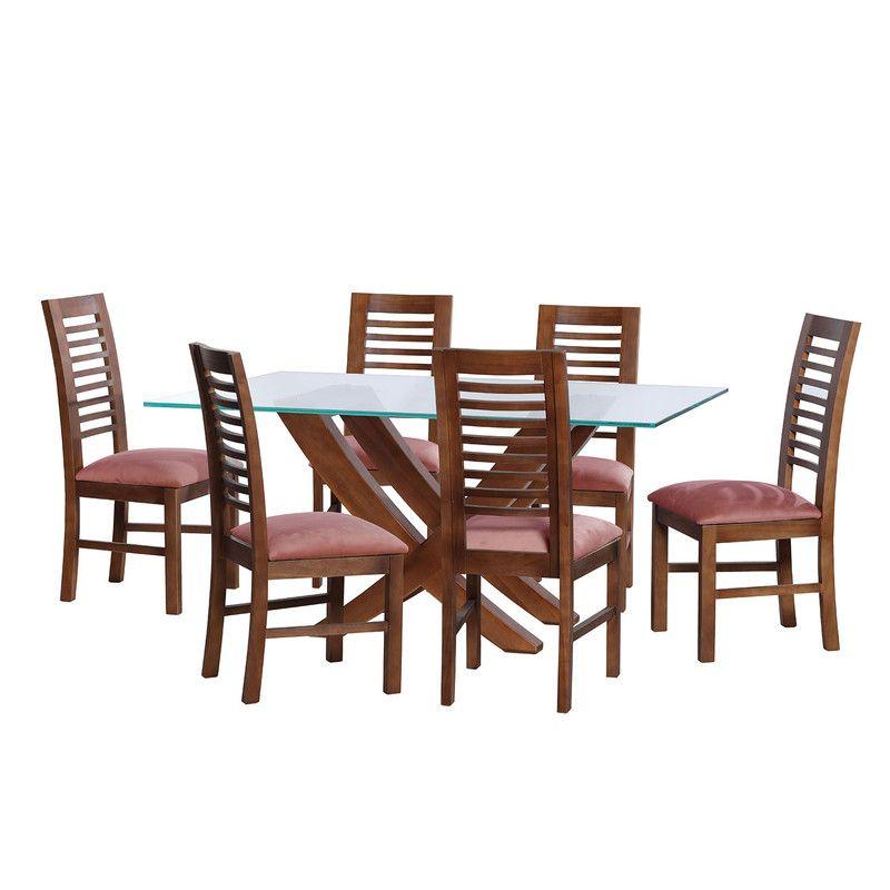 Juego De Comedor Alicante 6 Sillas Salamanca Tela Velvet Palo Rosa-0